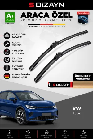 S-Dizayn Volkswagen Id.4 Ön Cam Silecek Seti 2021 Üzeri Premium Araca Özel 70-45 Cm A+ Kalite