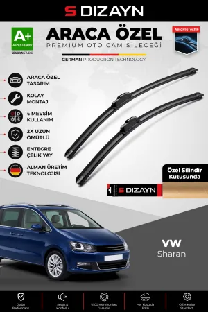 S-Dizayn Volkswagen Sharan Ön Cam Silecek Seti 2010-2022 Premium Araca Özel 70-40 Cm A+ Kalite