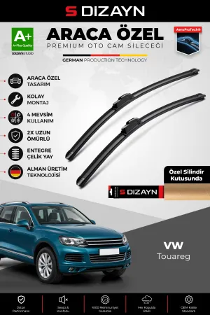 S-Dizayn Volkswagen Touareg Ön Cam Silecek Seti 2010-2018 Premium Araca Özel 65-65 Cm A+ Kalite
