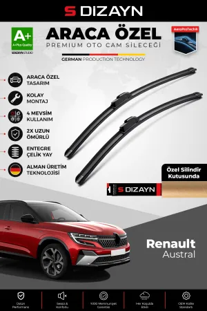 S-Dizayn Renault Austral Ön Cam Silecek Seti 2023 Üzeri Premium Araca Özel 65-48 Cm  A+ Kalite