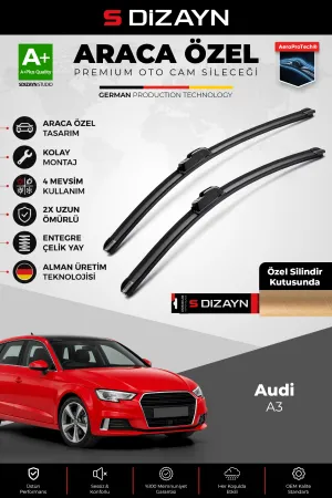 S-Dizayn Audi A3 8V Ön Cam Silecek Seti 2012-2020 Premium Araca Özel 65-45 Cm A+ Kalite