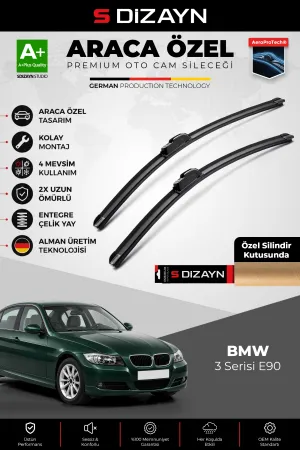 S-Dizayn BMW 3 Serisi E90 Ön Cam Silecek Seti 2005-2009 Premium Araca Özel 60-48 Cm A+ Kalite