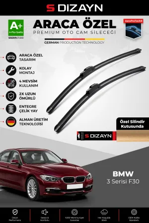 S-Dizayn BMW 3 Serisi F30 Ön Cam Silecek Seti 2012-2019 Premium Araca Özel 60-48 Cm A+ Kalite