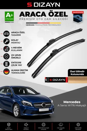 S-Dizayn Mercedes-Benz A Serisi W176 Makyajlı Ön Cam Silecek Seti 2015-2018 Premium Araca Özel 60-48 Cm A+ Kalite