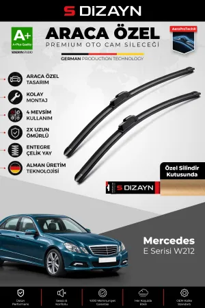 S-Dizayn Mercedes-Benz E Serisi W212 Ön Cam Silecek Seti 2009-2013 Premium Araca Özel 60-60 Cm A+ Kalite