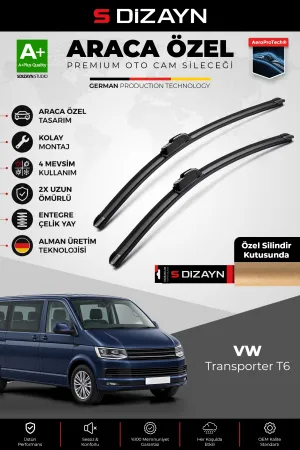 S-Dizayn Volkswagen Transporter T6 Sg Ön Cam Silecek Seti 2015-2024 Premium Araca Özel 60-60 Cm A+ Kalite