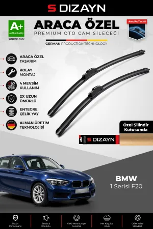 S-Dizayn Bmw 1 Serisi F20 Ön Cam Silecek Seti 2011-2019 Premium Araca Özel 55-45 Cm A+ Kalite