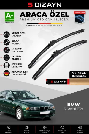 S-Dizayn Bmw 5 Serisi E39 Ön Cam Silecek Seti 1995-2004 Premium Araca Özel 65-55 Cm A+ Kalite