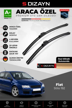 S-Dizayn Fiat Stilo 192 Ön Cam Silecek Seti 2001-2005 Premium Araca Özel 55-48 Cm A+ Kalite