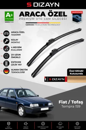S-Dizayn Fiat Tempra 159 Ön Cam Silecek Seti 1990-2000 Premium Araca Özel 50-50 Cm A+ Kalite