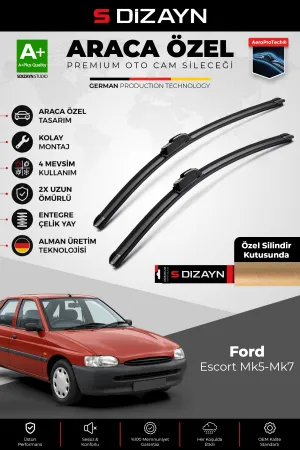 S-Dizayn Ford Escort Mk5 Ön Cam Silecek Seti 1990-2000 Premium Araca Özel 50-50 Cm A+ Kalite