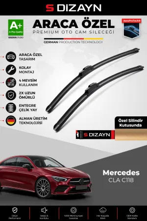 S-Dizayn Mercedes-Benz CLA C118 Ön Cam Silecek Seti 2019-2025 Premium Araca Özel 60-48 Cm A+ Kalite