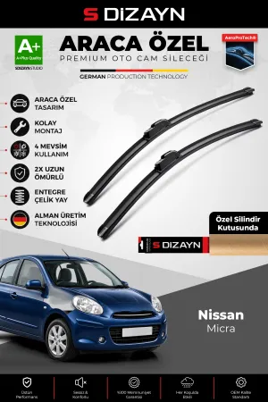 S-Dizayn Nissan Micra K13 Ön Cam Silecek Seti 2010-2017 Premium Araca Özel 53-35 Cm A+ Kalite
