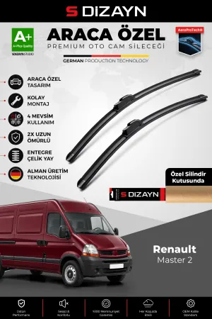 S-Dizayn Renault Master Ön Cam Silecek Seti 1998-2010 Premium Araca Özel 60-60 Cm A+ Kalite