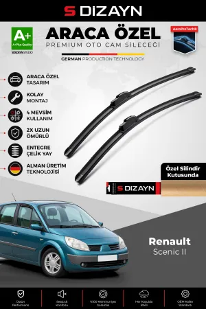 S-Dizayn Renault Scenic - Grand Scenic JM Ön Cam Silecek Seti 2003-2006 Premium Araca Özel 65-55 Cm A+ Kalite