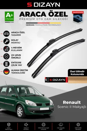 S-Dizayn Renault Scenic - Grand Scenic JM Makyajlı Ön Cam Silecek Seti 2006-2009 Premium Araca Özel 65-55 Cm A+ Kalite