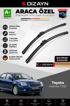 S-Dizayn Toyota Avensis T250 Ön Cam Silecek Seti 2003-2008 Premium Araca Özel 60-40 Cm A+ Kalite