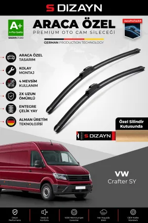 S-Dizayn Volkswagen Crafter Sy Ön Cam Silecek Seti 2017 Üzeri Premium Araca Özel 70-65 Cm A+ Kalite