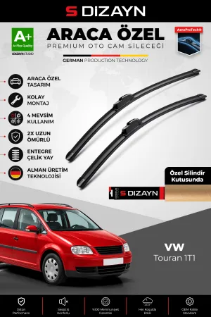 S-Dizayn VW Touran 1T1 Ön Cam Silecek Seti 2003-2006 Premium Araca Özel 60-45 Cm A+ Kalite