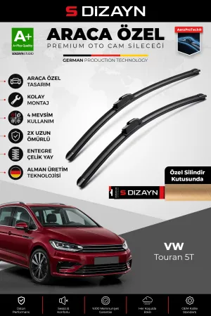 S-Dizayn VW Touran 5T Ön Cam Silecek Seti 2015 Üzeri Premium Araca Özel 70-40 Cm A+ Kalite