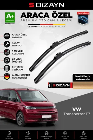 S-Dizayn Vw Transporter T7 St Ön Cam Silecek Seti 2022 Üzeri Premium Araca Özel 70-45 Cm A+ Kalite