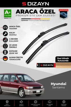 S-Dizayn Hyundai Santamo Ön Cam Silecek Seti 1996-2002 Premium Araca Özel 55-45 Cm A+ Kalite