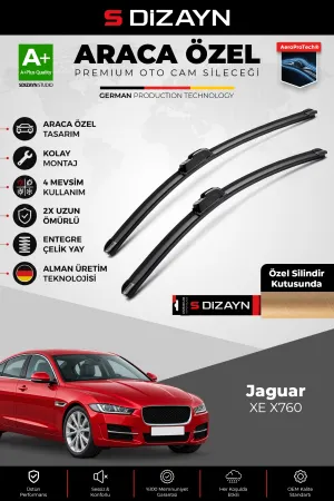 S-Dizayn Jaguar Xe X760 Ön Cam Silecek Seti 2015-2024 Premium Araca Özel 70-43 Cm A+ Kalite