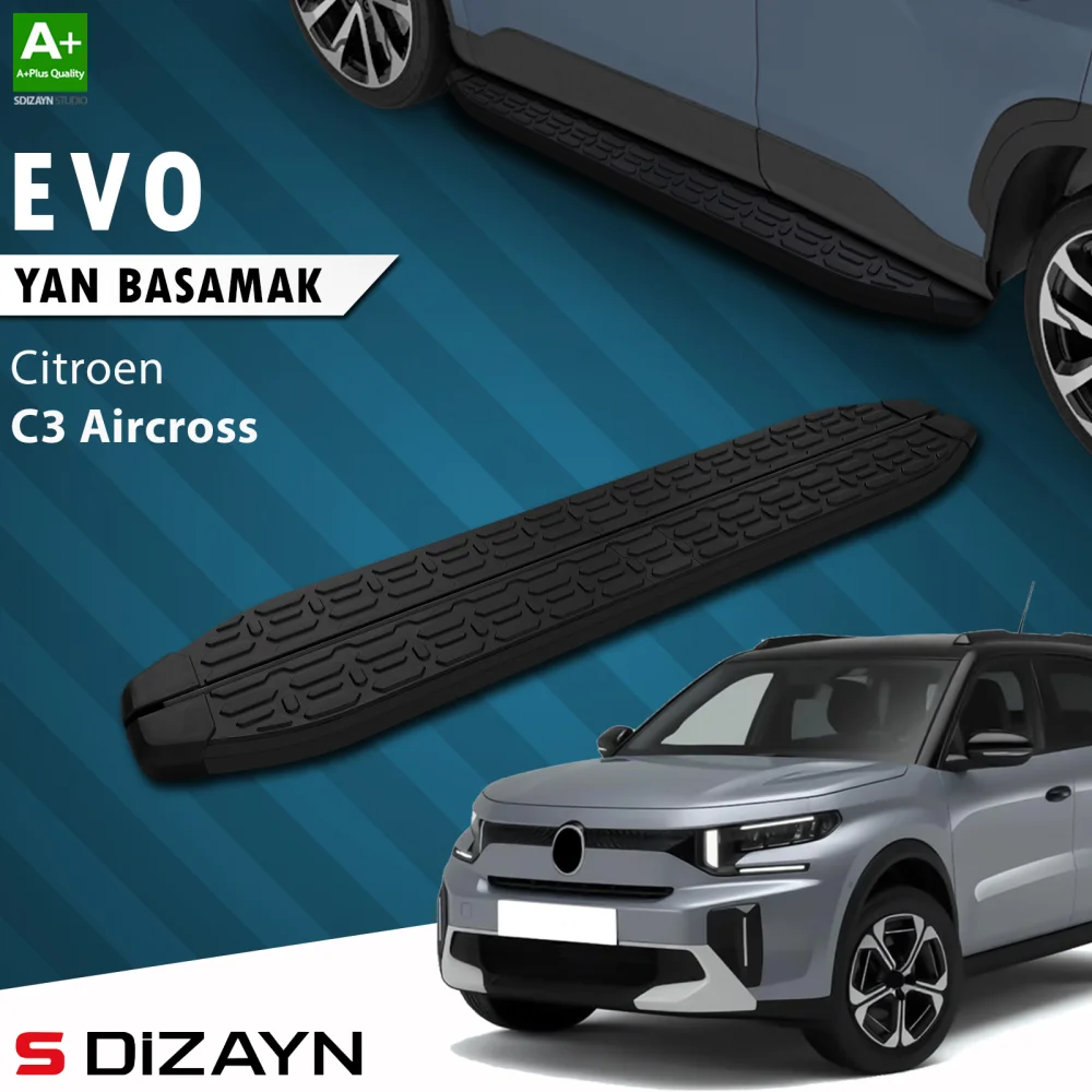 Drs Tuning Citroen C3 Aircross 2 Evo Siyah Yan Basamak 183 Cm 2024 Üzeri A+ Kalite