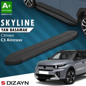 Citroen C3 Aircross 2024-Günümüz (CC24) uyumlu 2 Skyline Siyah Yan Basamak 183 Cm 2024 Üzeri A+ Kalite modelleri Oto Aksesuar Shop'de. Kaliteli malzeme, hızlı