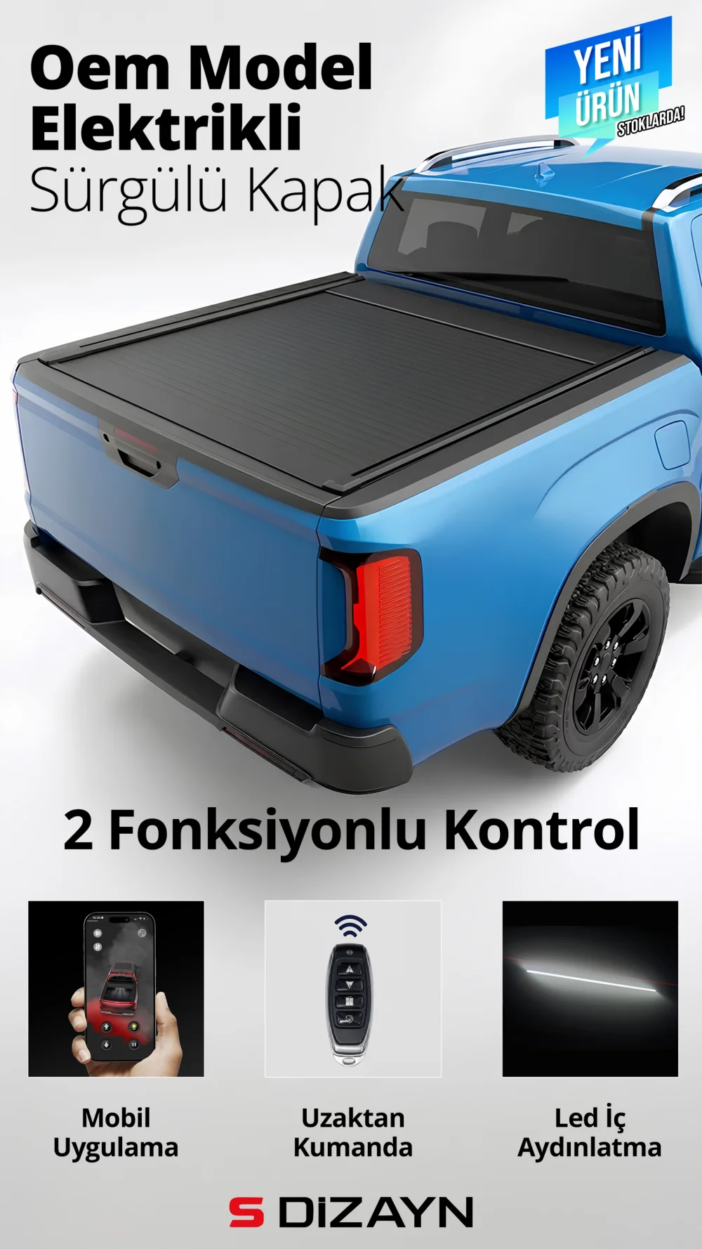 S-Dizayn Ford Ranger 4 OEM Model Elektrikli Sürgülü Kapak 2023 Üzeri