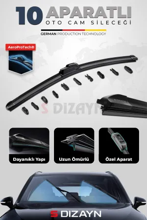 10 Aparatlı Oto Cam Sileceği 55 Cm 22 İnç Universal A+ Kalite - Görsel 2