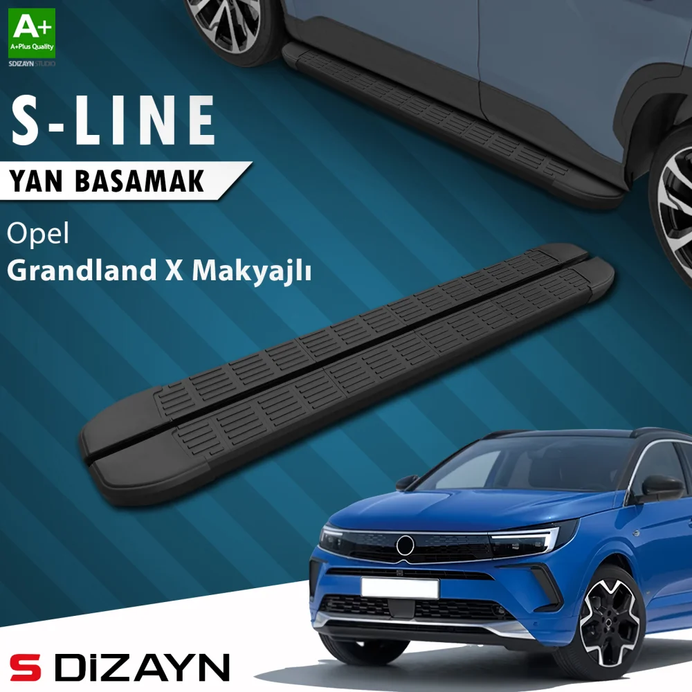 S-Dizayn Opel Grandland X Makyajlı Hybrid S-Line Siyah Yan Basamak 183 Cm 2021-2024 A+ Kalite
