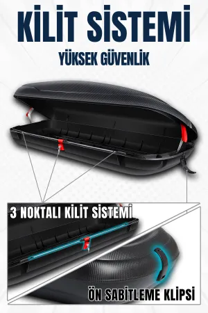 S-Dizayn Araç Üzeri Port Bagaj Karbon Fiber Desen 380 Litre Enjeksiyon Plastik A+ Kalite - Görsel 3