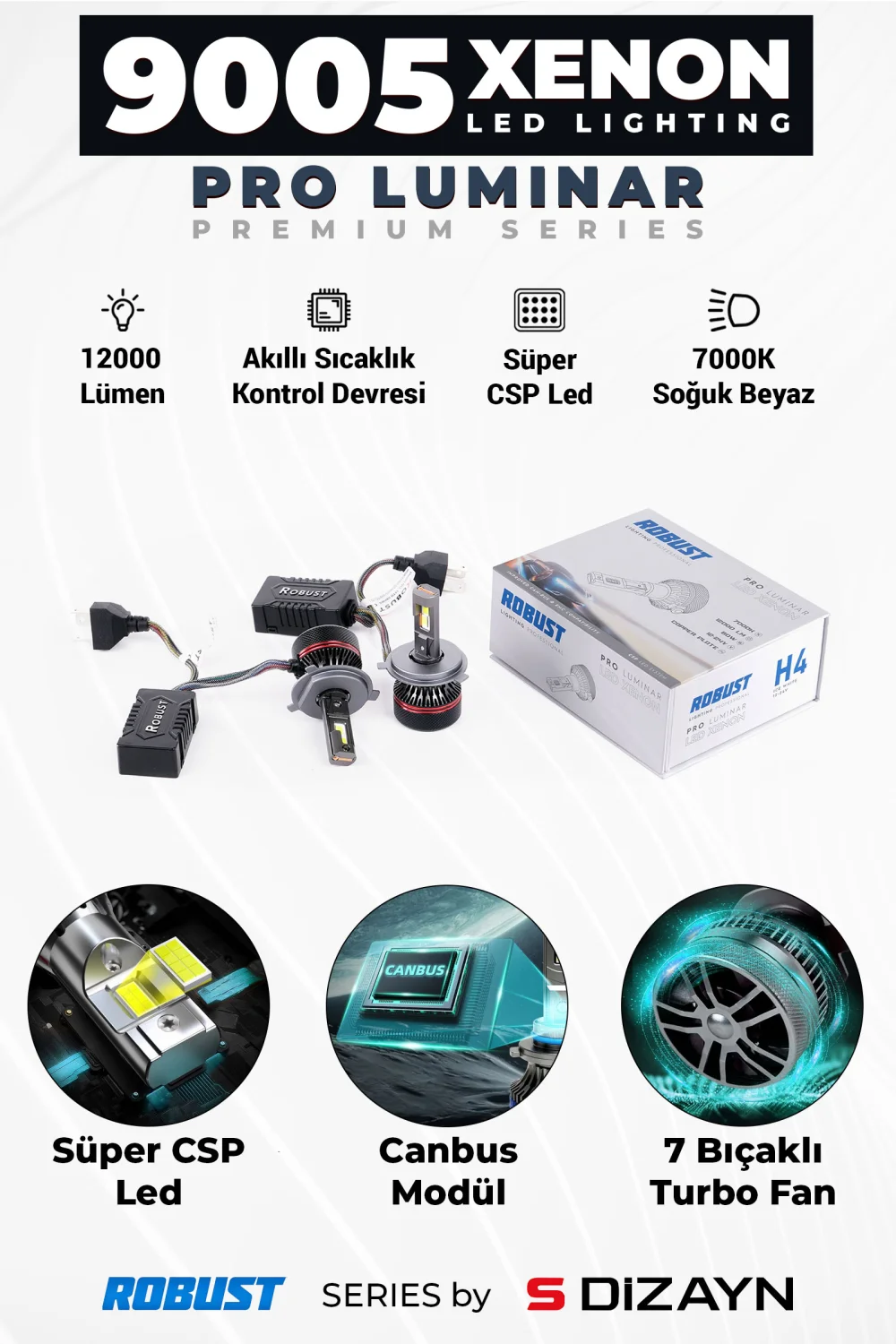 Drs Tuning Pro Luminar Led Xenon 9005 / 60W / 12000LM / 7000K A+ Kalite