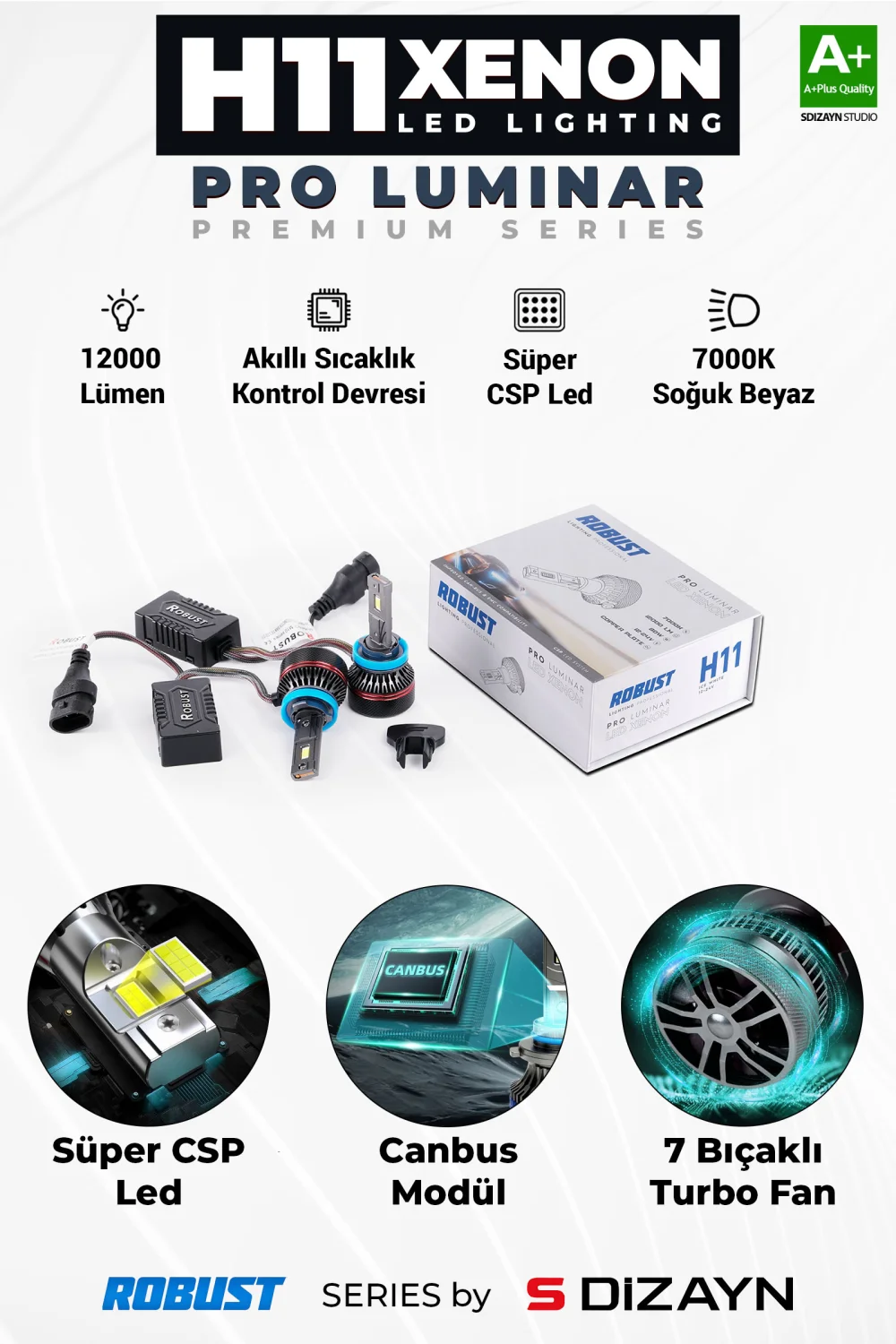 Drs Tuning Pro Luminar H11 Led Xenon / 60W / 12000LM / 7000K A+ Kalite