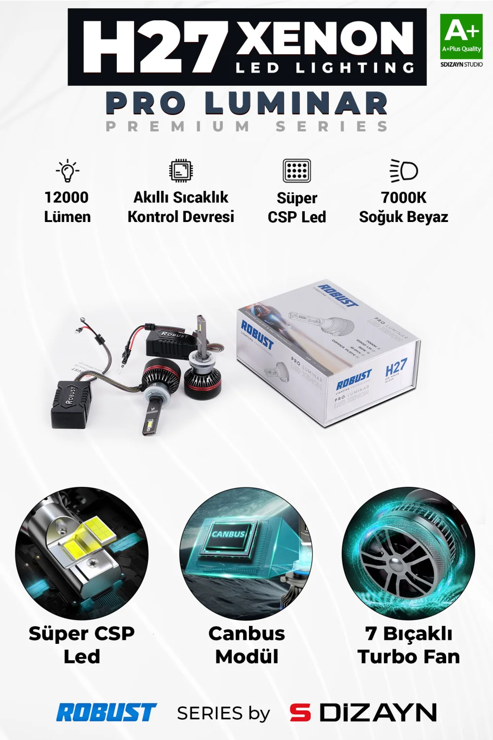 Drs Tuning Pro Luminar H27 Led Xenon / 60W / 12000LM / 7000K A+ Kalite