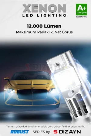 S-Dizayn Pro Luminar H4 Led Xenon / 60W / 12000LM / 7000K A+ Kalite thumb 2