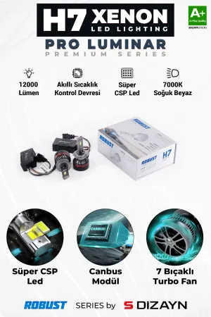 S-Dizayn Pro Luminar H7 Led Xenon / 60W / 12000LM / 7000K A+ Kalite thumb 1