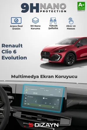 Renault Clio 2023-Günümüz (B7) uyumlu 6 Evolution 9H Multimedya Ekran Koruyucu (PARLAK) 2026 Üzeri A+ Kalite modelleri Oto Aksesuar Shop'de. Kaliteli malzeme,