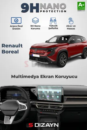 S-Dizayn Renault Boreal 9H Nano Multimedya Ekran Koruyucu (Parlak) 2025 Üzeri A+ Kalite