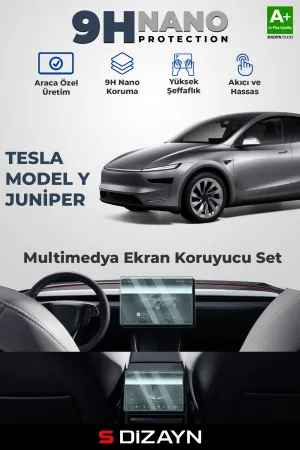 S-Dizayn Tesla Model Y Juniper Ön Ve Arka Ekran Koruyucu Seti (Parlak) 2025 Üzeri A+ Kalite