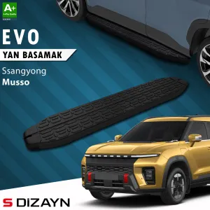 Universal uyumlu Ssangyong Musso Elektrikli Evo Siyah Yan Basamak 223 Cm 2025 Üzeri A+ Kalite modelleri Oto Aksesuar Shop'de. Kaliteli malzeme, hızlı kargo ve