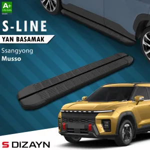 Universal uyumlu Ssangyong Musso Elektrikli S-Line Siyah Yan Basamak 223 Cm 2025 Üzeri A+ Kalite modelleri Oto Aksesuar Shop'de. Kaliteli malzeme, hızlı kargo