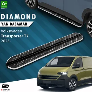 Volkswagen uyumlu VW Transporter T7 Kısa Şase Diamond Krom Yan Basamak 223 Cm 2024 Üzeri A+ Kalite modelleri Oto Aksesuar Shop'de. Kaliteli malzeme, hızlı