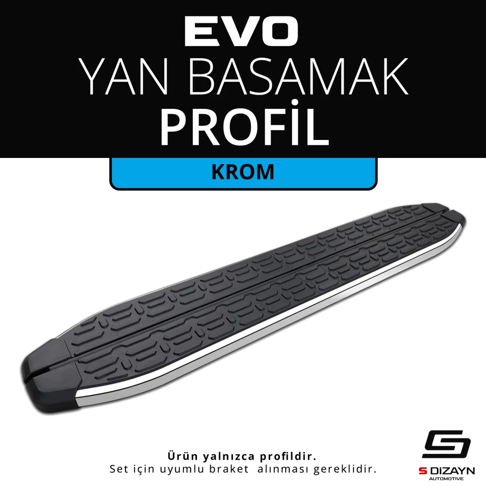 S-Dizayn Evo Krom Yan Basamak Profil 183 Cm Etekli 36lık